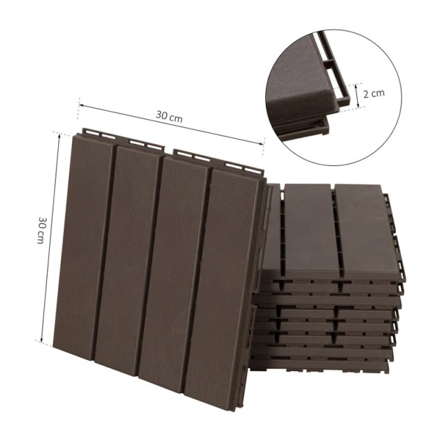 Σετ Πλακάκια Πολυπροπυλενίου 30 x 30 x 2 cm 9 τμχ Outsunny 844-278BN