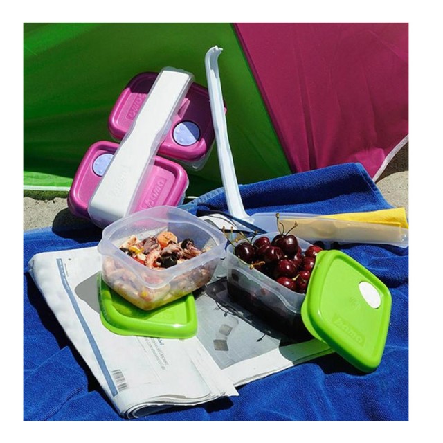 Σετ Πλαστικά Δοχεία Τροφίμων με Θήκη για Μαχαιροπίρουνα 2 τμχ Break Bama 47000