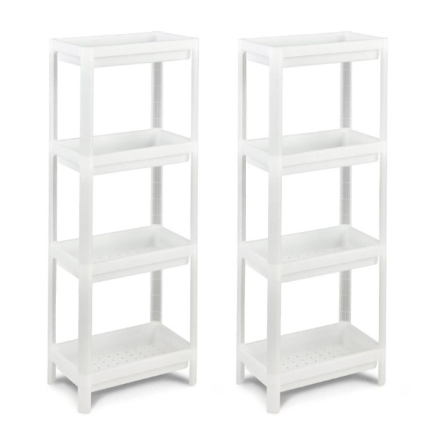 Σετ Πλαστικές Ραφιέρες με 4 Ράφια 36 x 23 x 99.5 cm 2 τμχ Costway JV10871WH-2