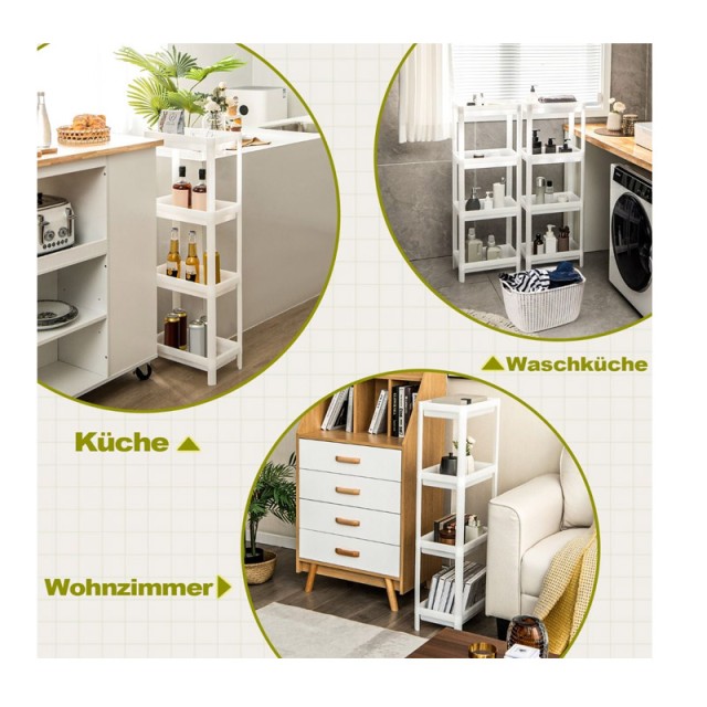 Σετ Πλαστικές Ραφιέρες με 4 Ράφια 36 x 23 x 99.5 cm 2 τμχ Costway JV10871WH-2