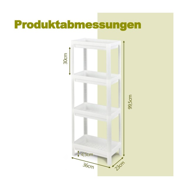 Σετ Πλαστικές Ραφιέρες με 4 Ράφια 36 x 23 x 99.5 cm 2 τμχ Costway JV10871WH-2