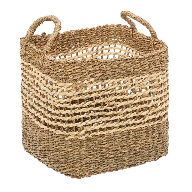 Σετ Ψάθινα Καλάθια Αποθήκευσης 38.5 x 34 x 29 cm 3 τμχ Atmosphera 168422