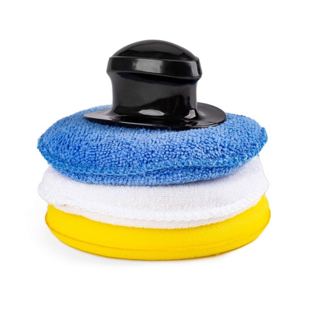 Σετ Στρογγυλά Σφουγγάρια Γυαλίσματος Αυτοκινήτου από Μικροΐνες με Λαβή 125 mm 3 τμχ AMiO 02904