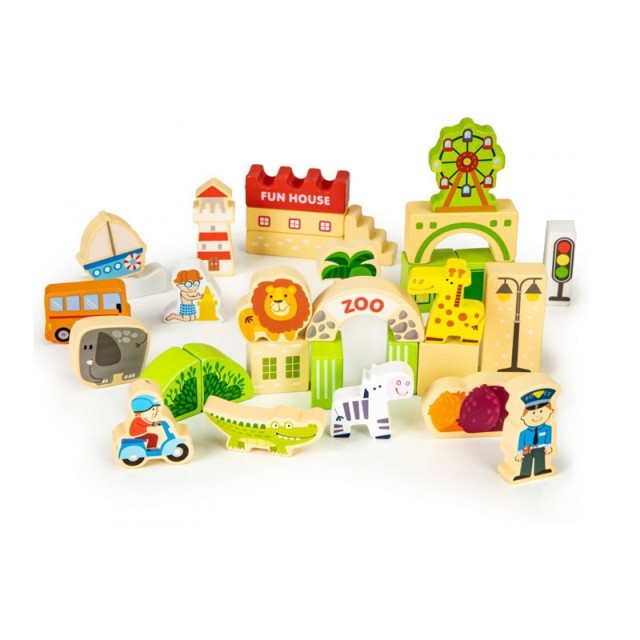 Σετ Ξύλινα Εκπαιδευτικά Τουβλάκια 120 τμχ Ecotoys HM015501
