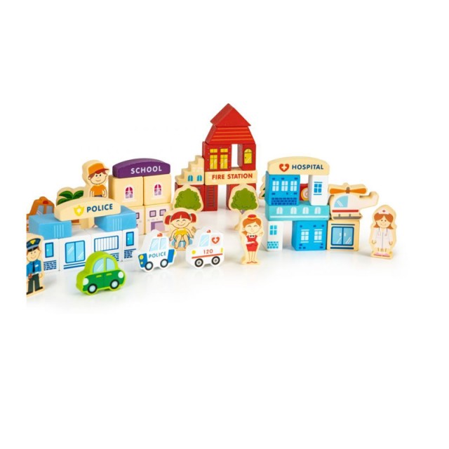 Σετ Ξύλινα Εκπαιδευτικά Τουβλάκια 120 τμχ Ecotoys HM015501