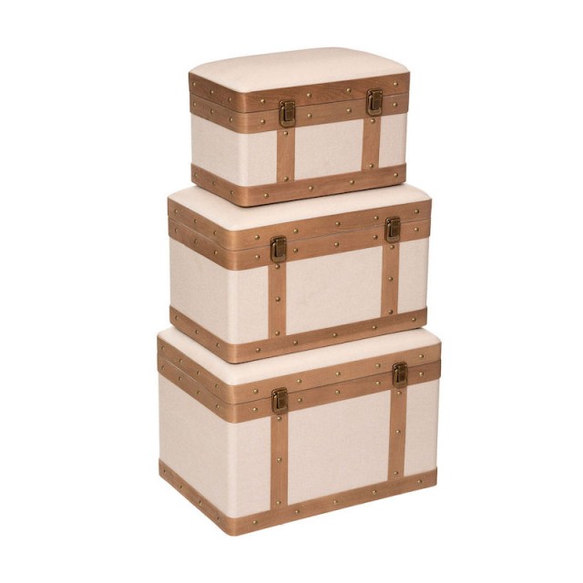 Σετ Ξύλινα Μπαούλα Αποθήκευσης 50.5 x 37 x 35 cm 3 τμχ Atmosphera 185696A
