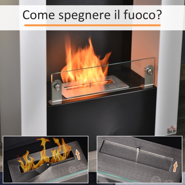 Τζάκι HOMCOM Bio Ethanol with 1,5L Tank Bio Fireplace Coverage 20m² - Λευκό/Μαύρο 820-212