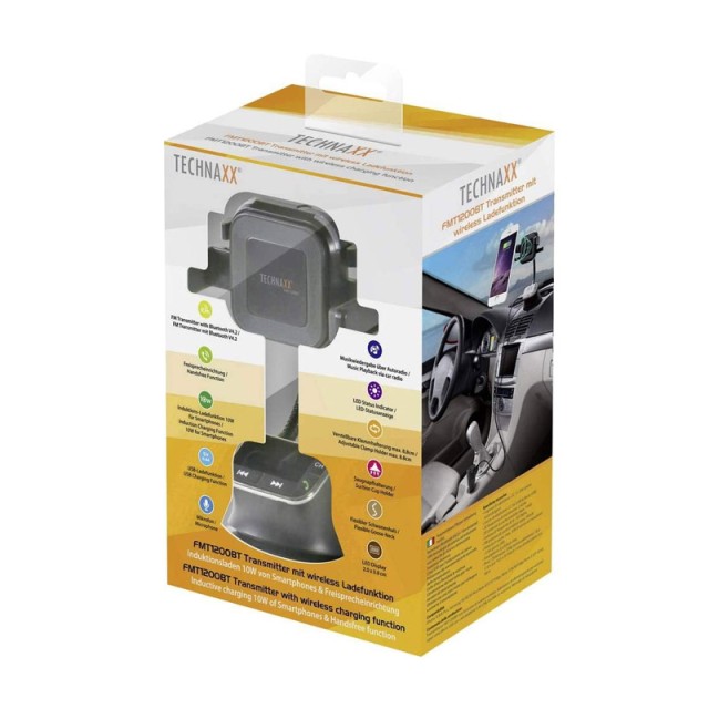Συσκευή Bluetooth FM Transmitter με Βάση Ασύρματης Φόρτισης Technaxx FMT1200BT