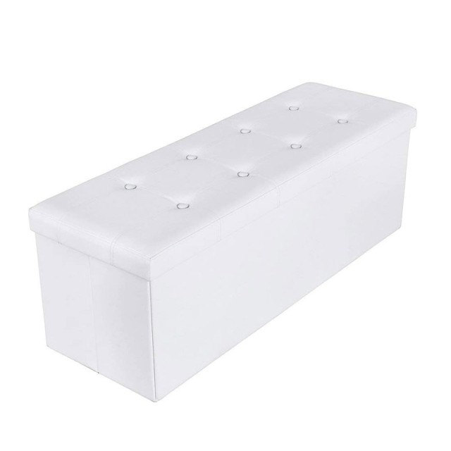 Σκαμπό με Αποθηκευτικό Χώρο 110 x 38 x 38 cm Χρώματος Λευκό Songmics LSF702