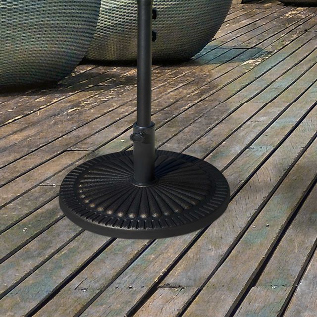 Outsunny 14,28kg Στρογγυλή βάση ομπρέλας ρητίνης με διακόσμηση, για κοντάρια 38mm και 48mm, Φ44x33cm, Μπρονζέ 84D-191