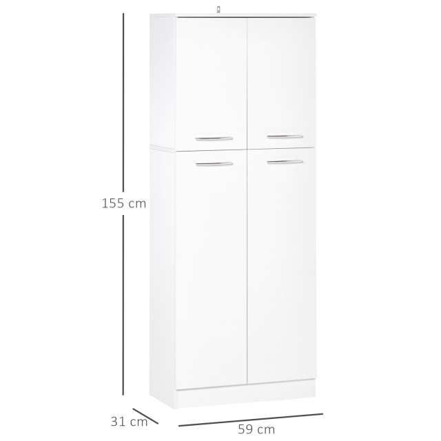 Ντουλάπι HOMCOM πολλαπλών χρήσεων με 2 ντουλάπια και ρυθμιζόμενα ράφια, μοριοσανίδα, 59x31x155cm, λευκό 838-097