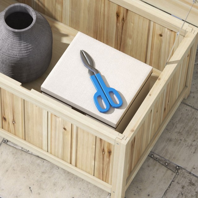 Πάγκος αποθήκευσης κήπου Outsunny 172L σε ξύλο Ελάτης, 120x55x45cm, Χρώμα ξύλου 84G-185V00ND