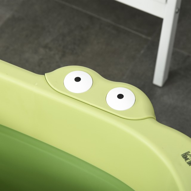 Βρεφική μπανιέρα HOMCOM Πτυσσόμενη για μωρά και παιδιά 0-6 ετών, από αντιολισθητικό πλαστικό, πράσινο, 75,3x55,4x43 cm 400-016GN