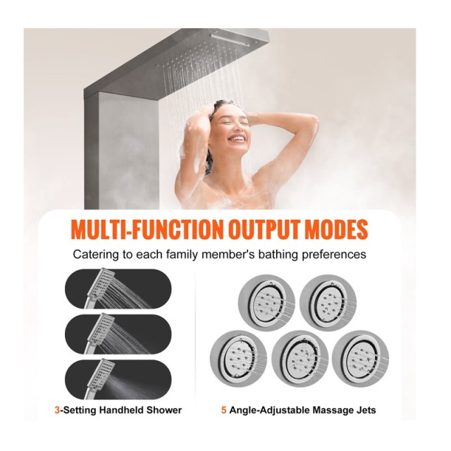 Στήλη Nτους - Υδρομασάζ Τοίχου 134.5 cm με Τηλέφωνο 4 σε 1 VEVOR FTYS4CS2MSDPNYC1QV0