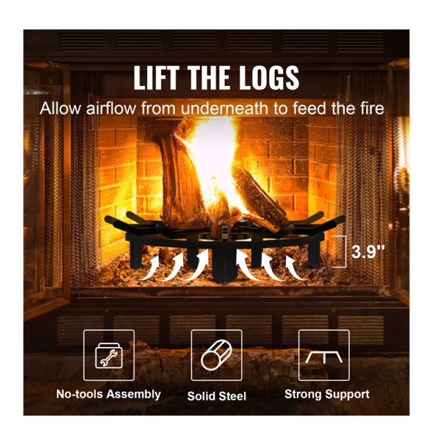 Στρογγυλή Ατσάλινη Σχάρα Τζακιού Χωρίς Σταχτοθήκη 63.8 cm VEVOR LXYMP6X20MM27JRUUV0