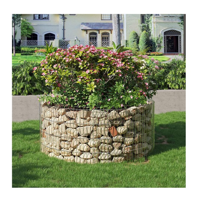 Στρογγυλό Συρματοκιβώτιο - Υπερυψωμένη Γλάστρα από Γαλβανισμένο Ατσάλι 90 x 40 cm Songmics GGB479