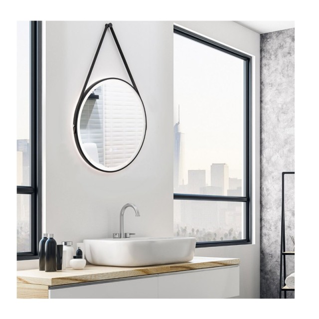 Στρογγυλός Επιτοίχιος Μεταλλικός Καθρέπτης Μπάνιου με LED Φωτισμό 60 cm Costway BA7801DE