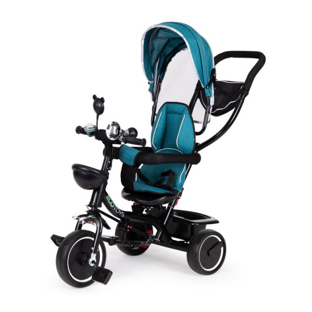 Τρίκυκλο Παιδικό Ποδήλατο - Καρότσι με Περιστρεφόμενο Κάθισμα Χρώματος Πράσινο Ecotoys JM-066-9Green/Blue