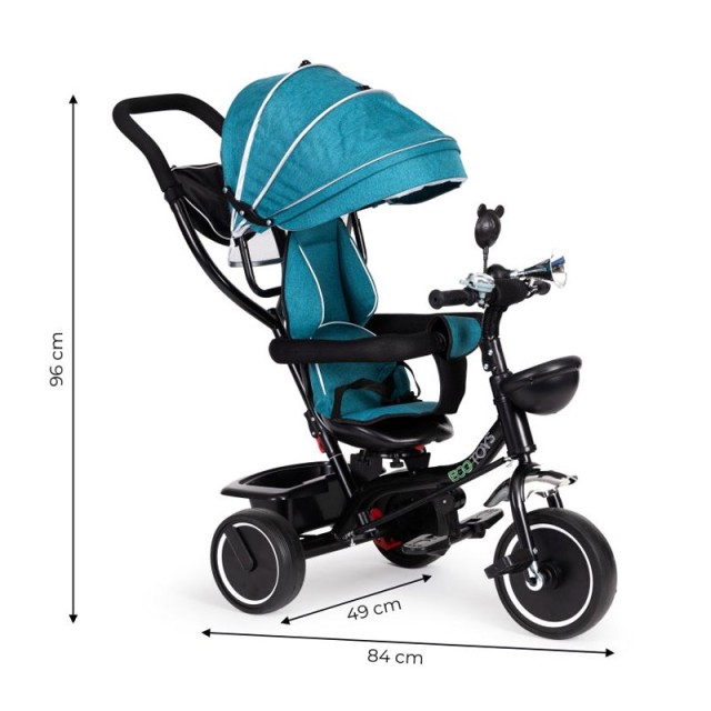 Τρίκυκλο Παιδικό Ποδήλατο - Καρότσι με Περιστρεφόμενο Κάθισμα Χρώματος Πράσινο Ecotoys JM-066-9Green/Blue