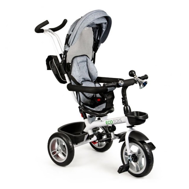 Τρίκυκλο Παιδικό Ποδήλατο - Καρότσι Χρώματος Γκρι Ecotoys JM-322-Grey