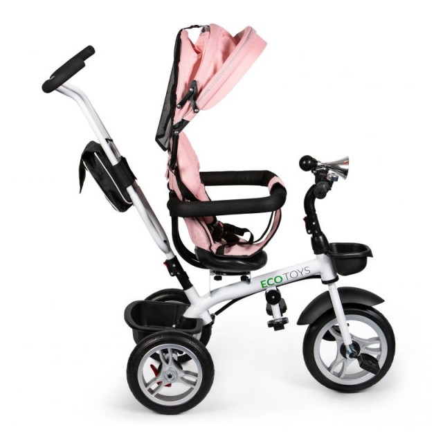 Τρίκυκλο Παιδικό Ποδήλατο - Καρότσι Χρώματος Ροζ Ecotoys JM-322-Pink