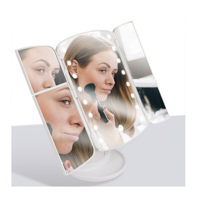 Τριπλός Καθρέπτης Μακιγιάζ με Μεγέθυνση και Φωτισμό με 16 LED GEM BN4141