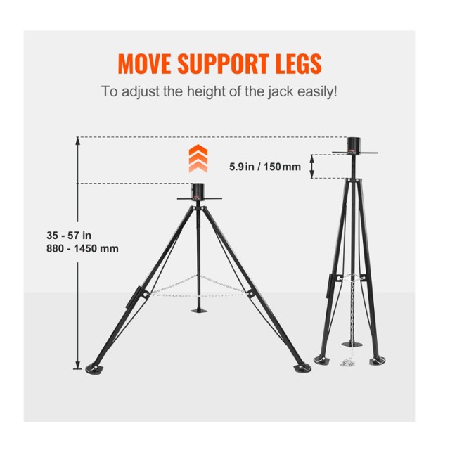 Τρίποδο Στήριξης Τροχόσπιτου 2.27T με Ρυθμιζόμενο Ύψος 880-1450 mm VEVOR DWLSJJ1J5000OFUIXV0