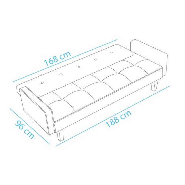 Τριθέσιος Καναπές Κρεβάτι 188 x 80 x 97 cm Χρώματος Τιρκουάζ Shally Dogan 02840125