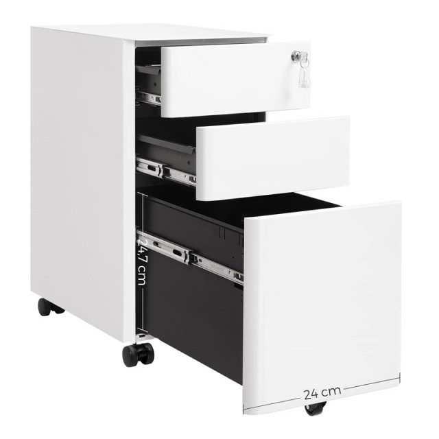 Τροχήλατη Μεταλλική Συρταριέρα Γραφείου με 3 Συρτάρια 30 x 46 x 59.5 cm Songmics OFC030W01