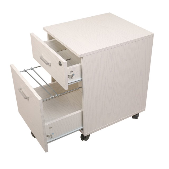 Τροχήλατη Ξύλινη Συρταριέρα Γραφείου με 2 Συρτάρια 40 x 45 x 55.6 cm Bakaji 02839089