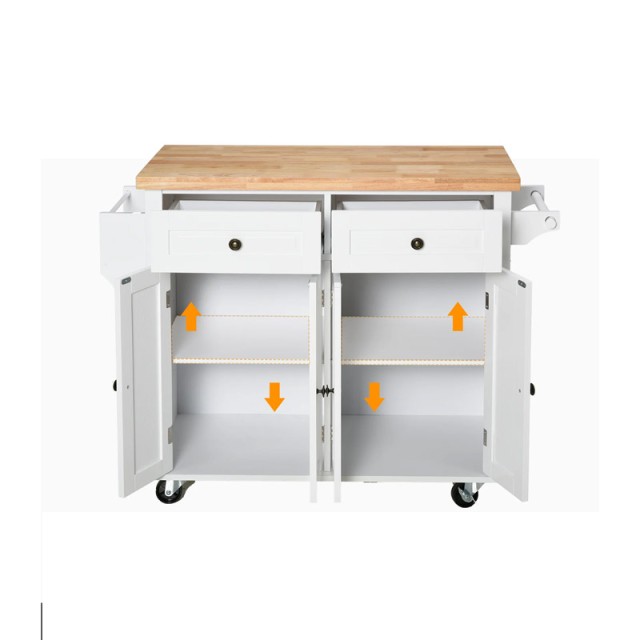 Τροχήλατο Έπιπλο Κουζίνας με 2 Ντουλάπια και 2 Συρτάρια 111 x 44.5 x 82.5 cm HOMCOM 801-161WT