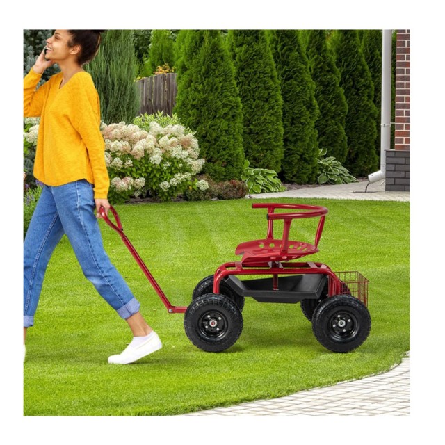 Τροχήλατο Κάθισμα Κήπου 90 x 61 x 60-69 cm Costway GT4030RE