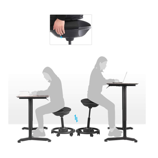 Τροχήλατο Σκαμπό Γραφείου 50 x 55-73 cm Songmics OSC06BK