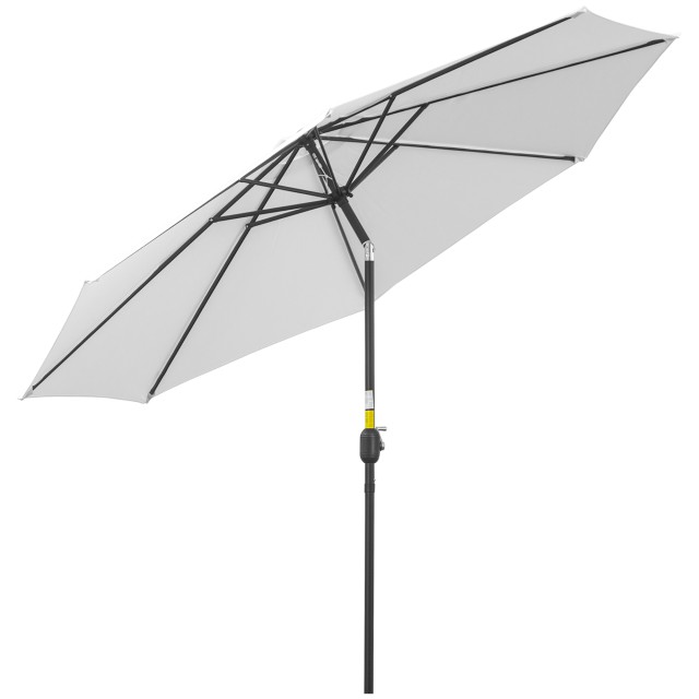 Outsunny Garden Parasol Φ300cm με μανιβέλα και ανακλινόμενη με αποσπώμενο κοντάρι, μέταλλο και λευκό πολυεστέρα 840-070WT