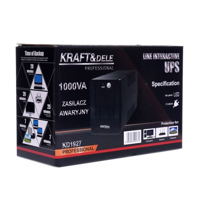 UPS LED 1000 VA 600 W Kraft&Dele KD-1927