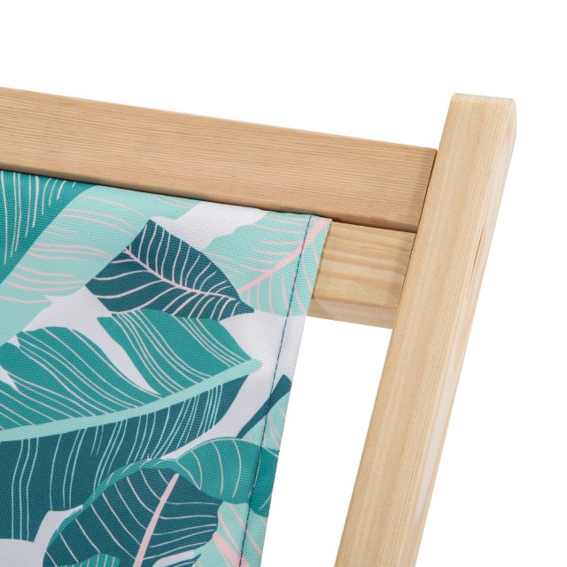 Outsunny Σετ 2 πτυσσόμενες ξύλινες ξαπλώστρες κήπου με ανακλινόμενη πλάτη 4 επιπέδων, Tropical Fantasy 84B-843