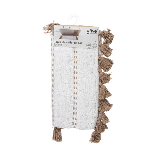 Βαμβακερό Χαλάκι Μπάνιου με Pompom 75 x 50 x 1 cm Χρώματος Taupe 5Five Simply Smart 174631A