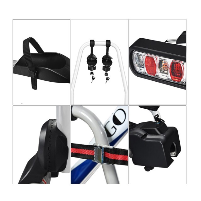 Βάση Κοτσαδόρου Αυτοκινήτου 2 Ποδηλάτων με Πίσω Φώτα Ασφαλείας 113 x 72 x 63 cm Costway AT5551