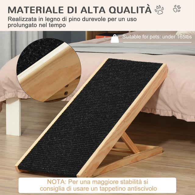 PawHut Ramp για σκύλους και γάτες έως 75 κιλά Πτυσσόμενη αντιολισθητική και ρυθμιζόμενη D06-102