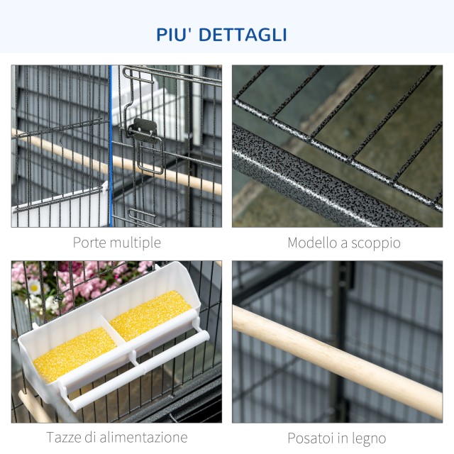 Τροχήλατο Κλουβί Πτηνών με Αφαιρούμενο Δίσκο, 78x52x132cm Σκούρο Γκρι D10-075CG PawHut