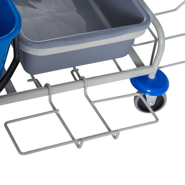 Homcom Professional Cleaning Cart with 4 Bucket Wheels Canvas Bag, Grey 720-006
