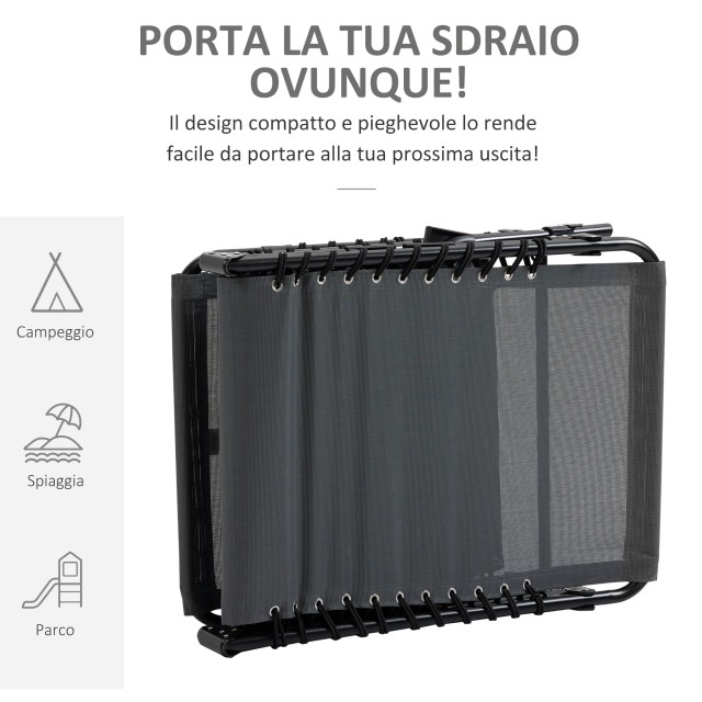 Outsunny Πτυσσόμενη ξαπλώστρα κήπου με ανακλινόμενη πλάτη και μαξιλάρι 5 θέσεων, 185x58x30cm, Γκρι 84B-812GY