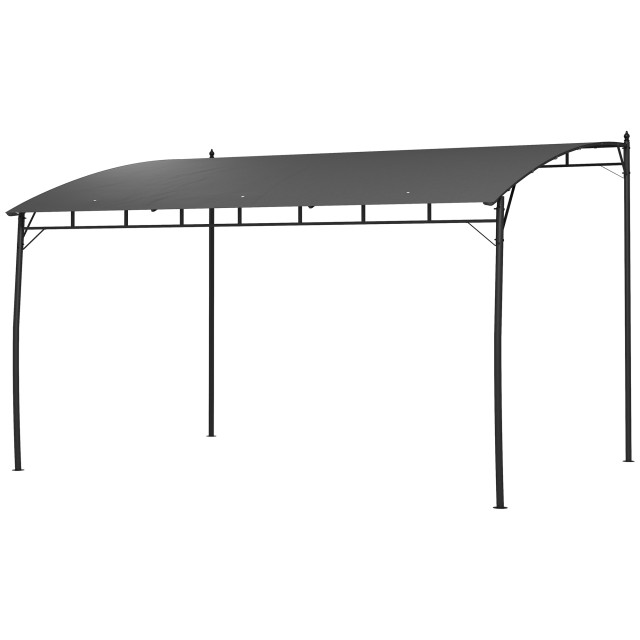 Outsunny Pergola Gazebo με 3 οπές αποστράγγισης, σε μέταλλο και πολυεστέρα, 400x296x200/262 cm, σκούρο γκρι 84C-471V00CG