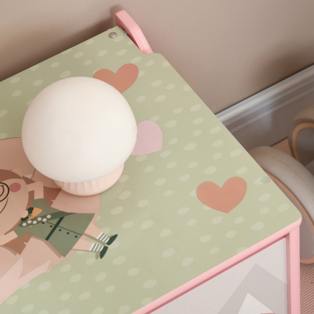 ZONEKIZ Παιδικό μπαούλο παιχνιδιών με καπάκι και μεντεσέ ασφαλείας σε MDF, 60x37x39cm, Ροζ 311-058V80PK