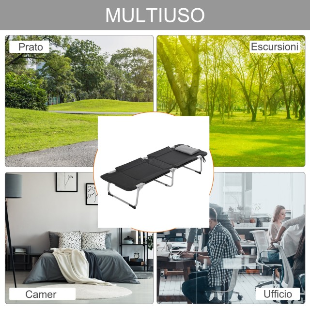Πτυσσόμενη Μεταλλική Ξαπλώστρα - Κρεβάτι 183 x 66 x 33 cm Outsunny A20-153