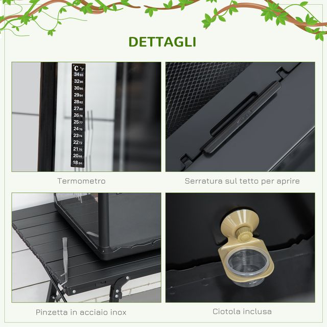 Γυάλινο Ενυδρείο για Ερπετά με Φωτισμό Terrarium 60 x 40 x 40.5 cm PawHut D40-017V90