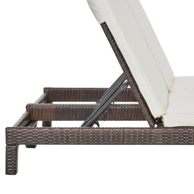 Outsunny 2θέσια ξαπλώστρα σε PE Rattan Brown με λευκό στρώμα 195 x 120 x 28 cm 862-023BN