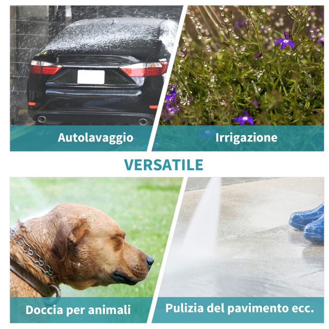 Outsunny Αυτόματη επιτοίχια καρούλι σωλήνα περιστρεφόμενη 180°, σωλήνας 15 μέτρων και πιστόλι πολλαπλών λειτουργιών 845-479