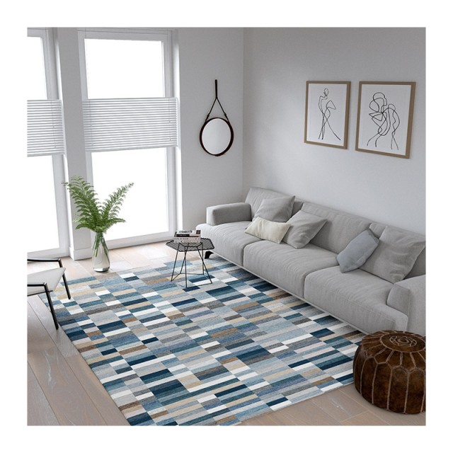 Χαλί 190 x 300 cm Χωρίς Πέλος Qube Pattern Blue Χρώματος Μπλε SPM 322009