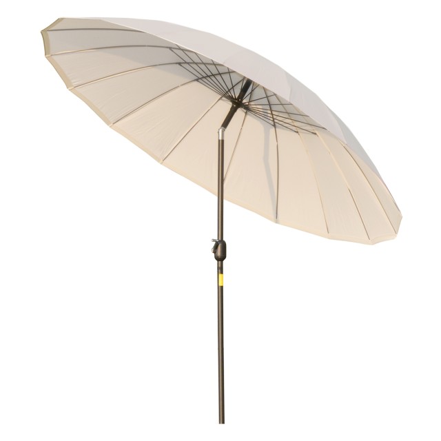 Outsunny Ανακλινόμενη Ομπρέλα Κήπου με μανιβέλα 255cm Κρεμ Λευκή 84D-103CW